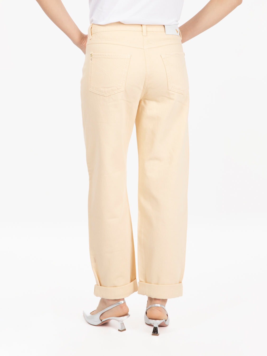 Pantaloni denim ivory skin