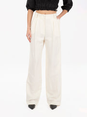 PATRIZIA PEPE - Pantaloni lino a palazzo raw white