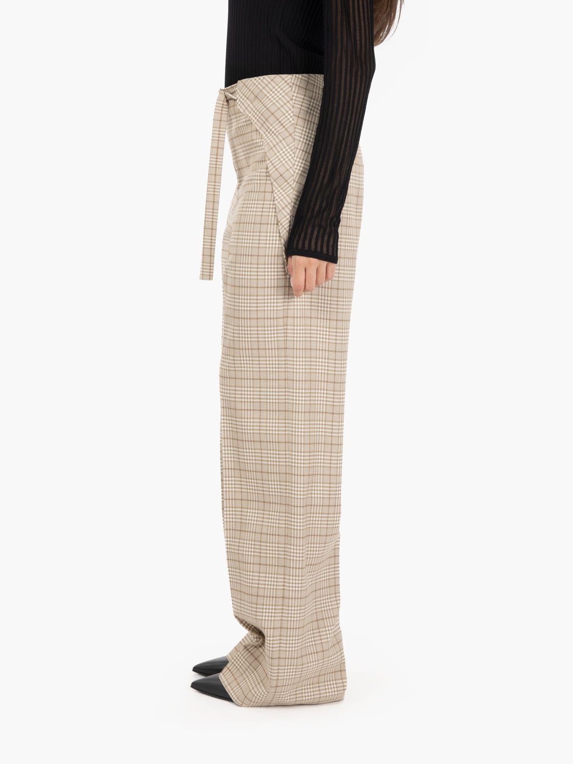 Pantaloni palazzo checked stone beige