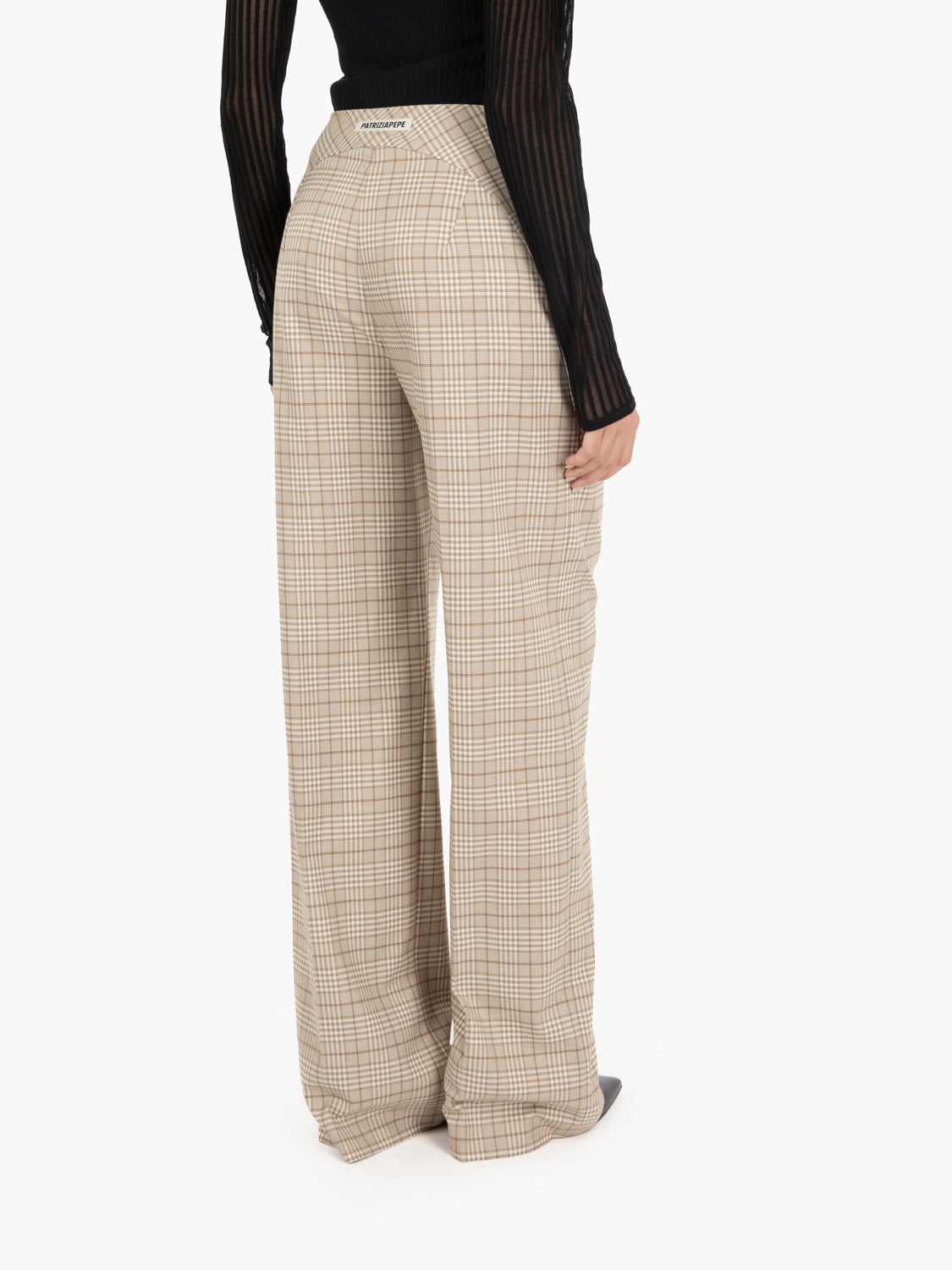 Pantaloni palazzo checked stone beige