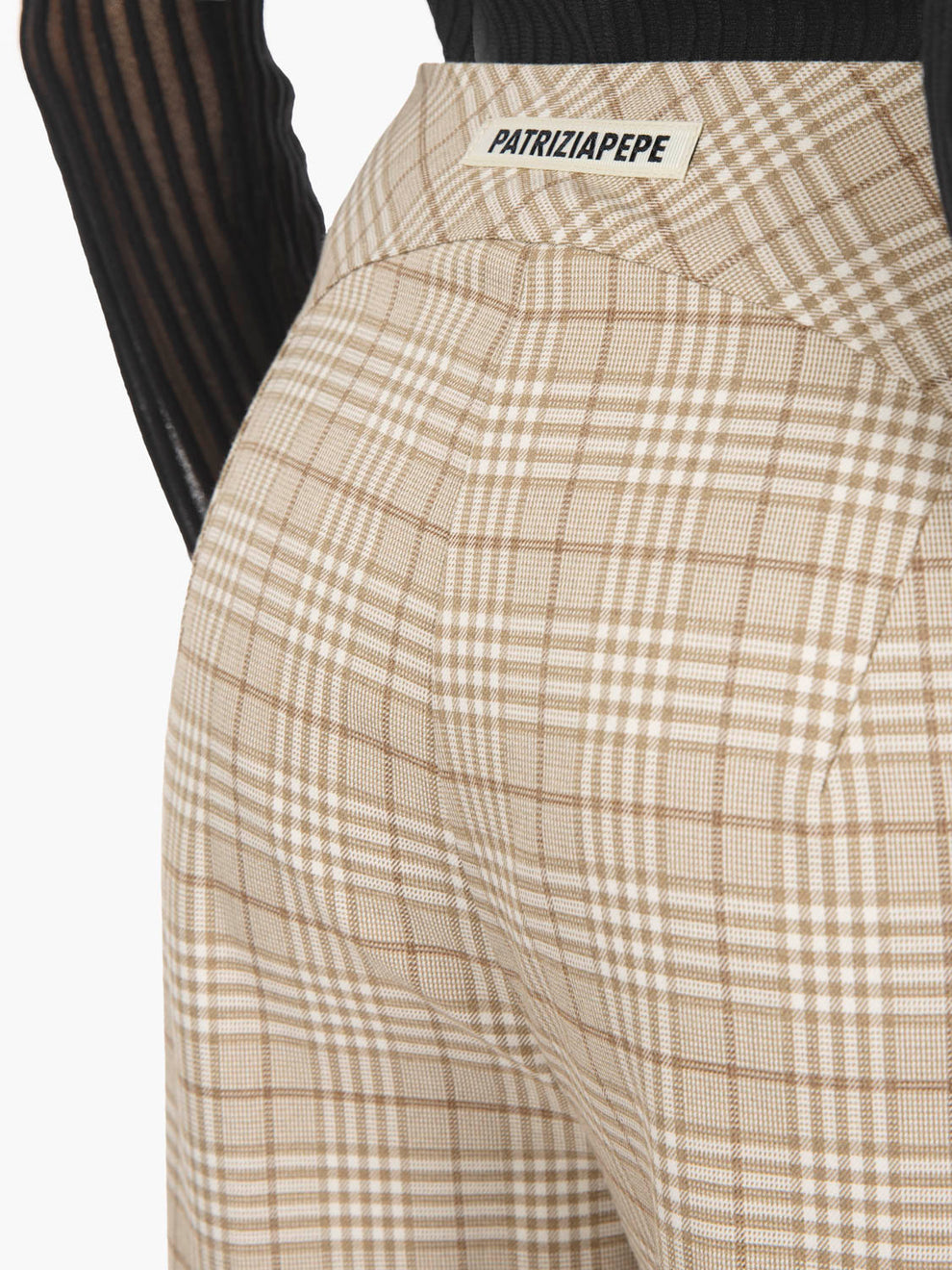 Pantaloni palazzo checked stone beige