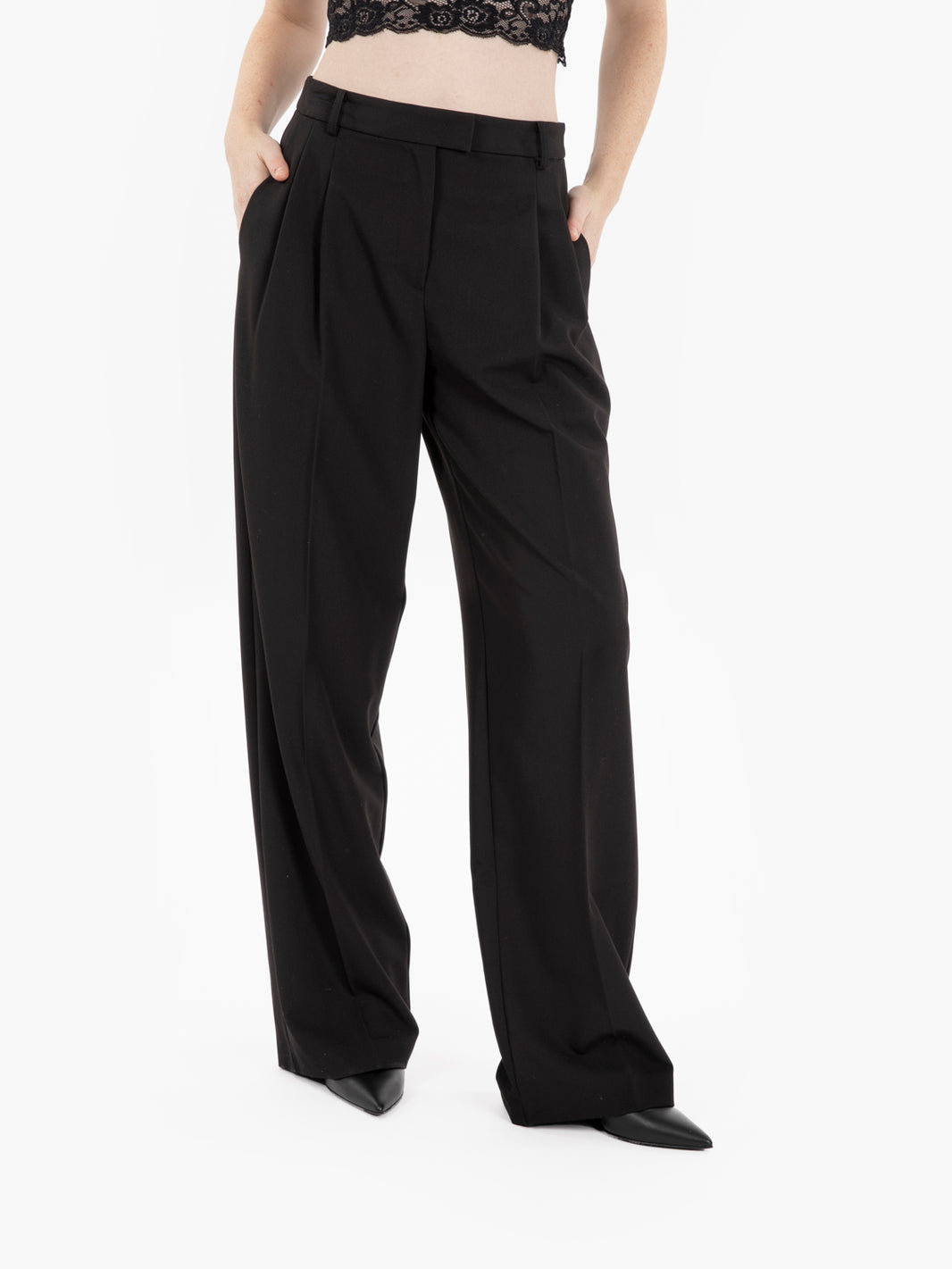 Pantaloni palazzo con pieghe black