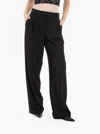 Black pleated palazzo trousers