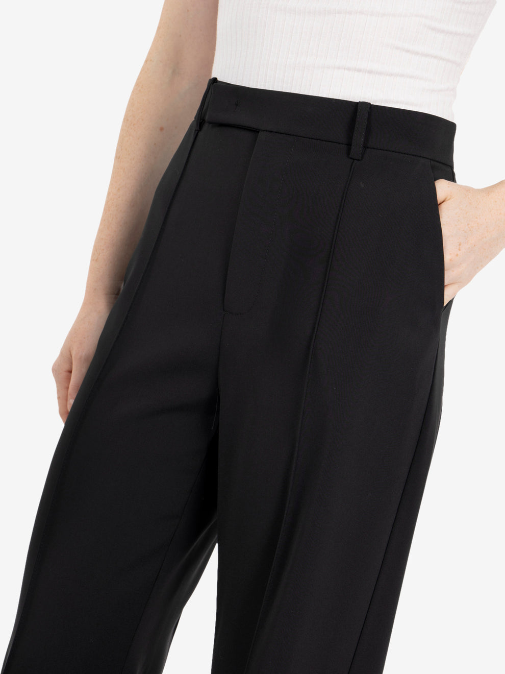 Black wide-leg tailored trousers