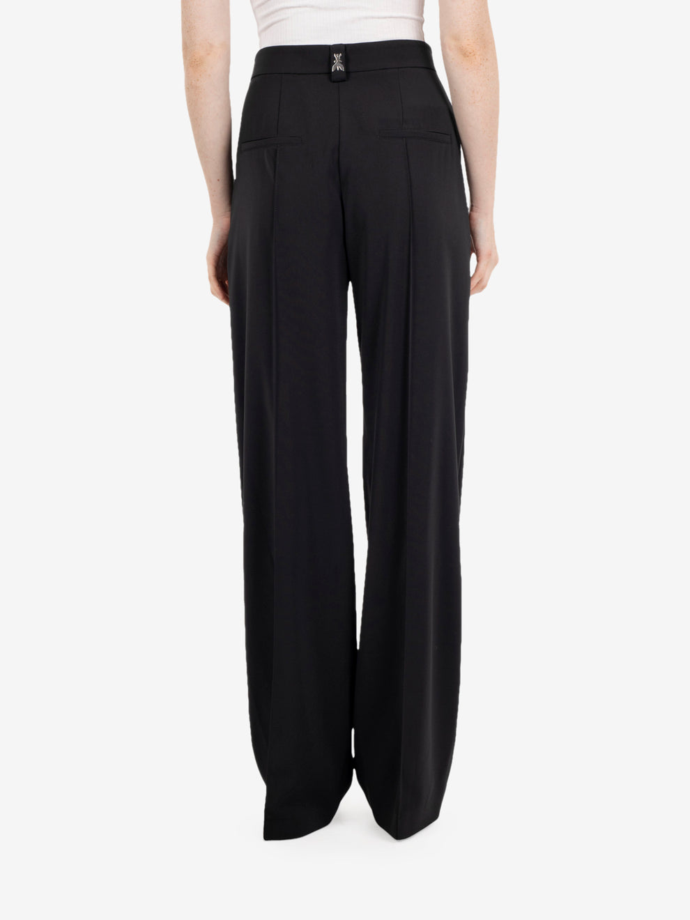 Black wide-leg tailored trousers
