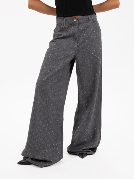 Pantaloni strass gray denim