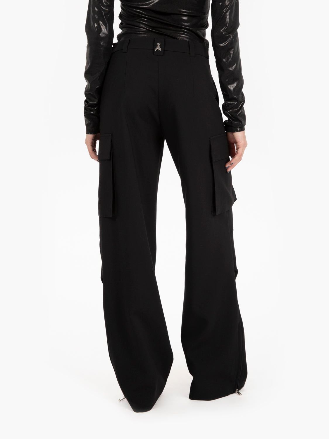 Pantaloni wide con tasche laterali nero