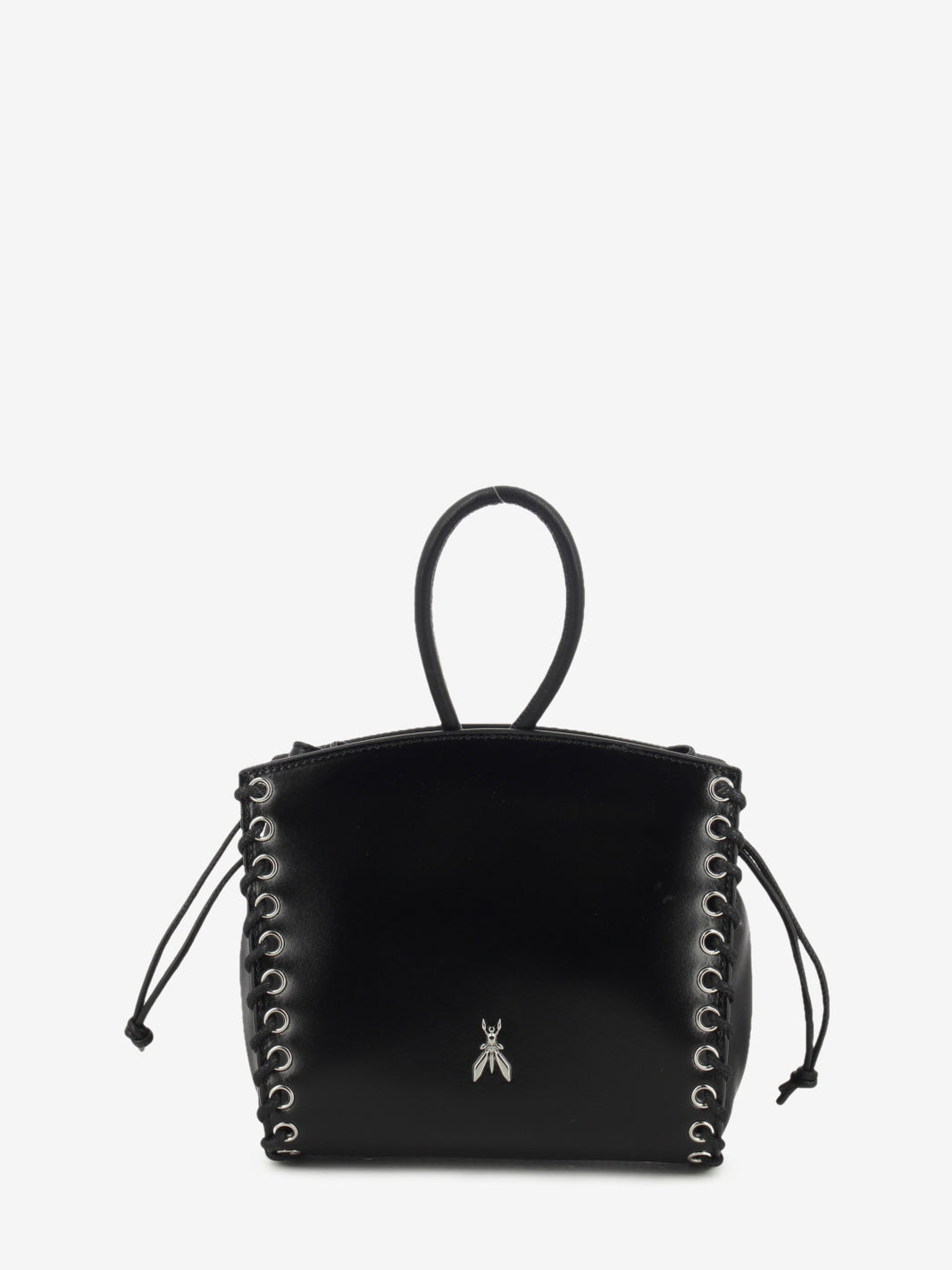 Black leather mini bag with studs