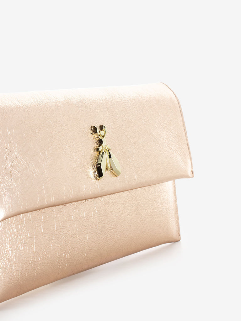 PATRIZIA PEPE - Pochette in pelle golden rose