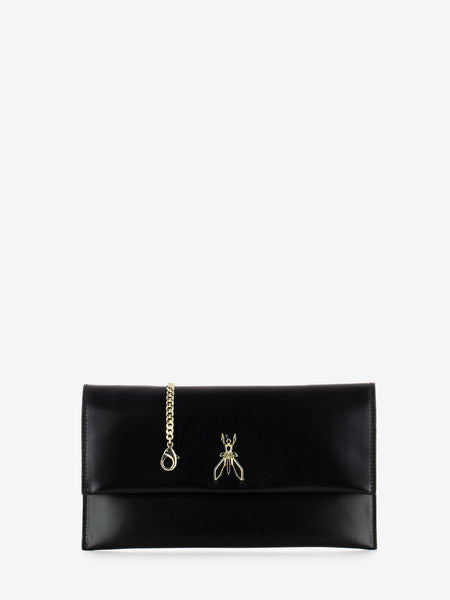 Pochette in pelle nero / light gold