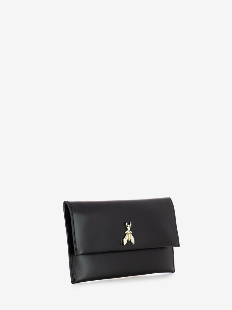 PATRIZIA PEPE - Pochette in pelle nero / light gold