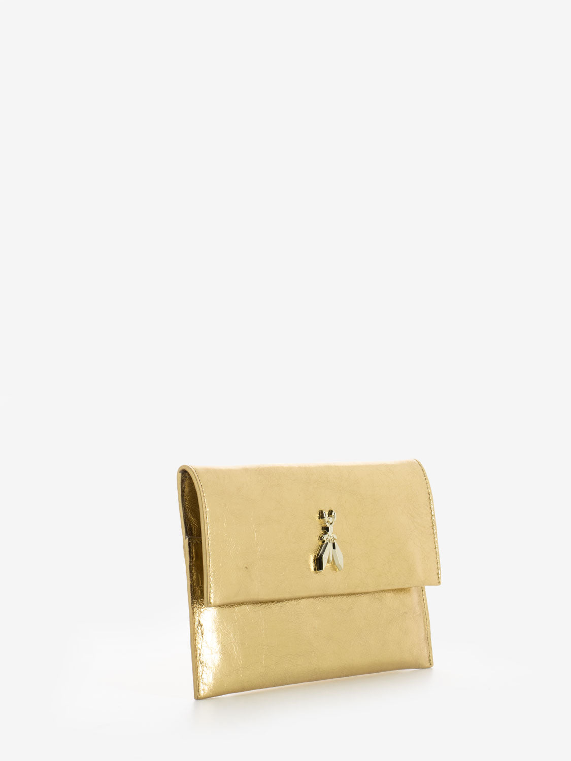 Solar gold leather clutch