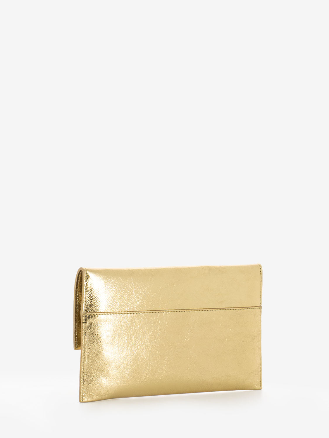 Solar gold leather clutch