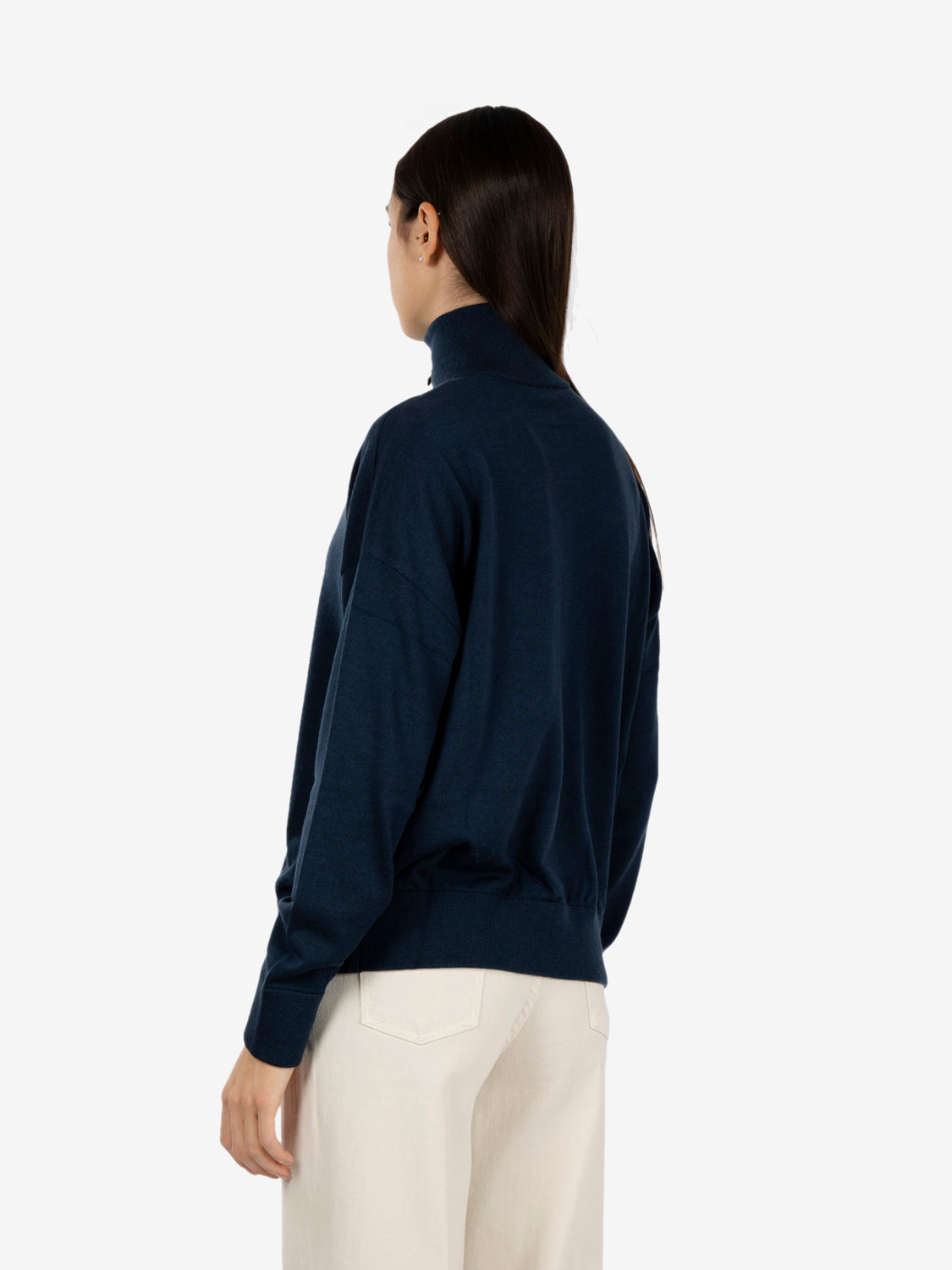 Polo in maglia con zip blu