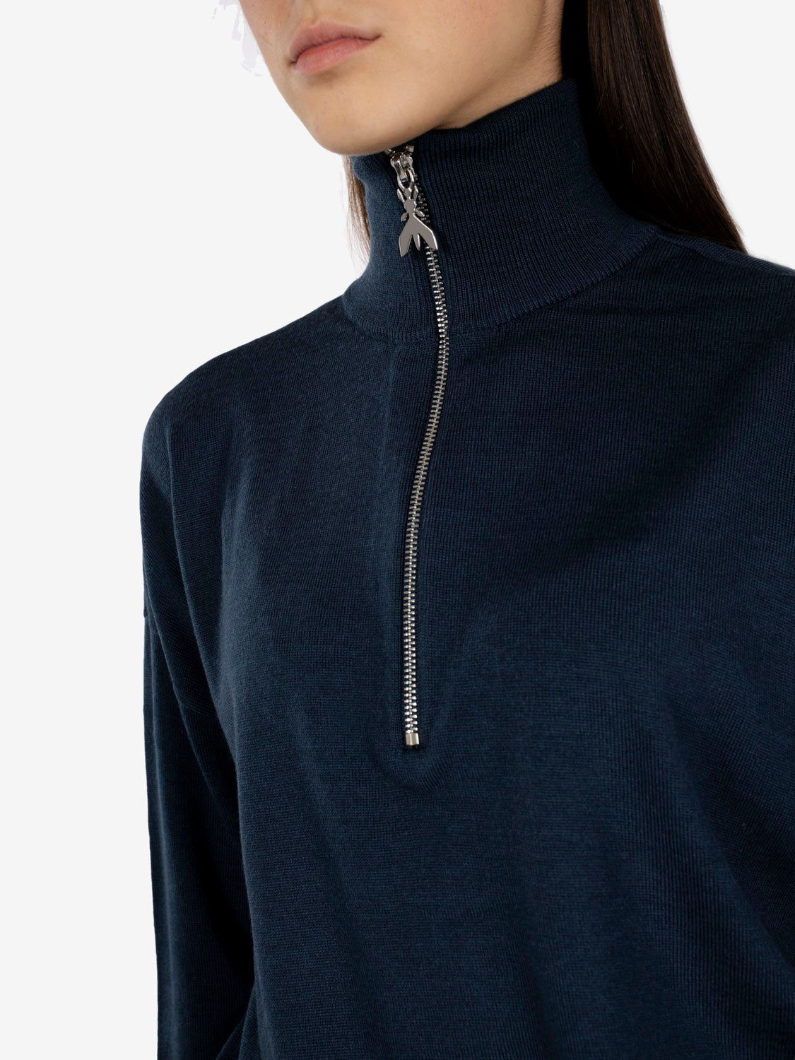 Polo in maglia con zip blu