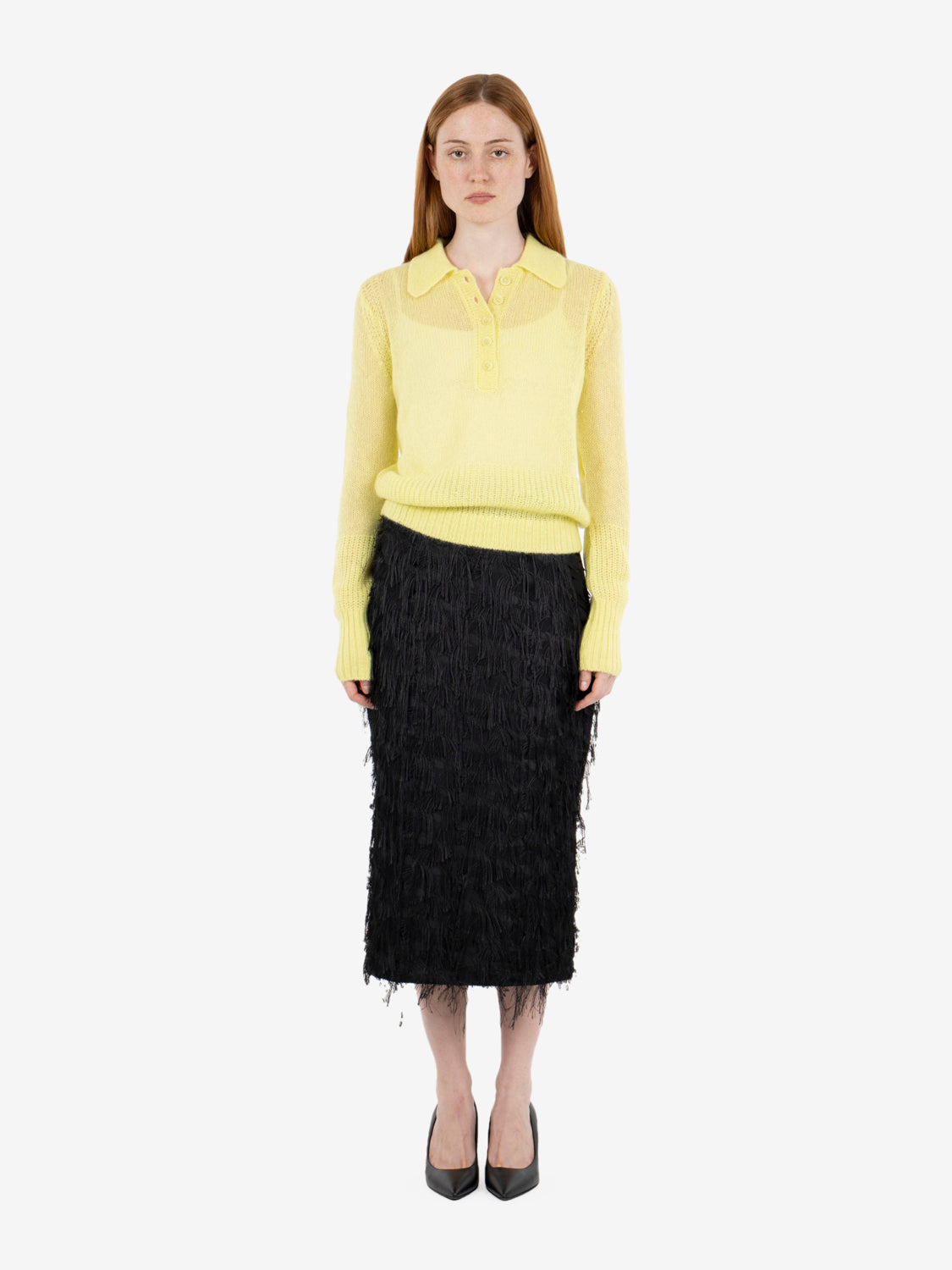 Polo in misto lana glossy lime