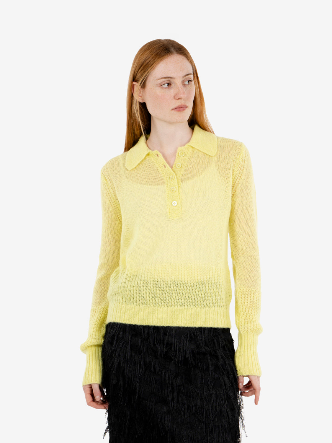 Polo in misto lana glossy lime