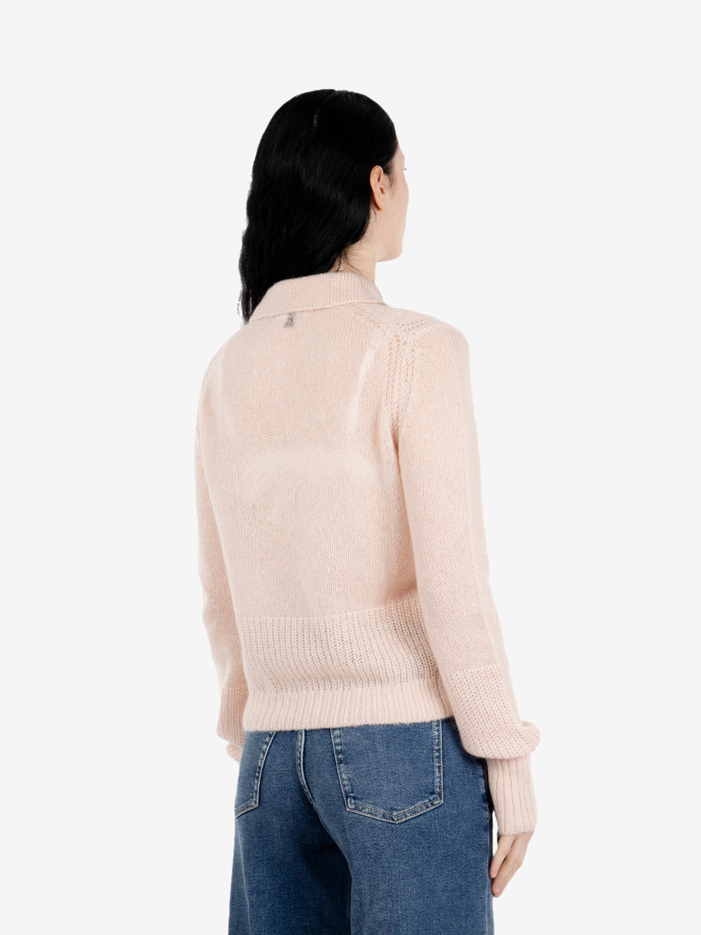 Polo in misto lana talco rose