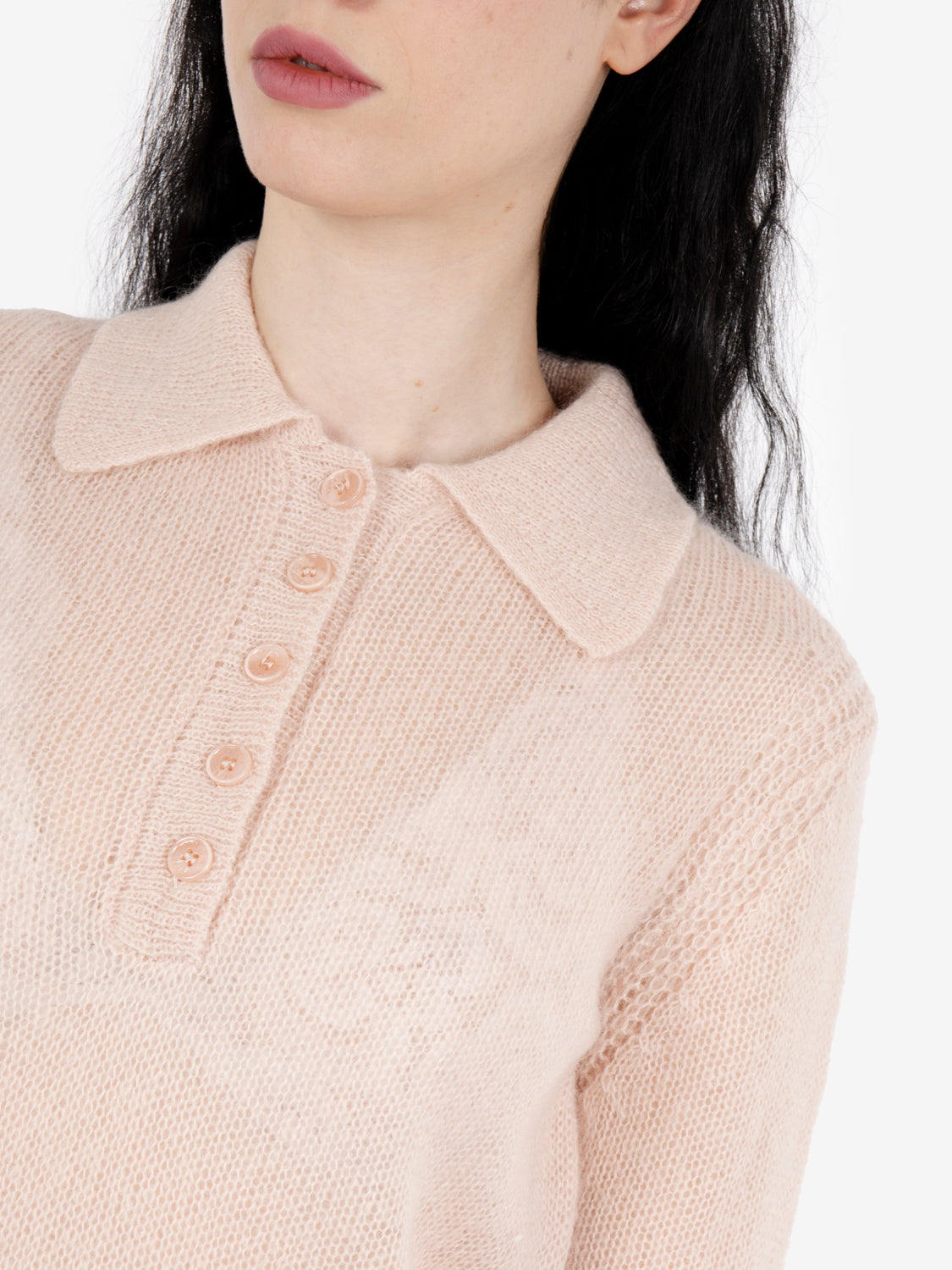 Polo in misto lana talco rose