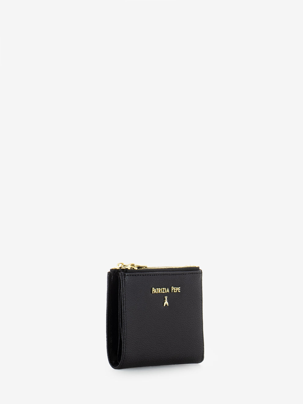 Portamonete con doppia zip in pelle nero