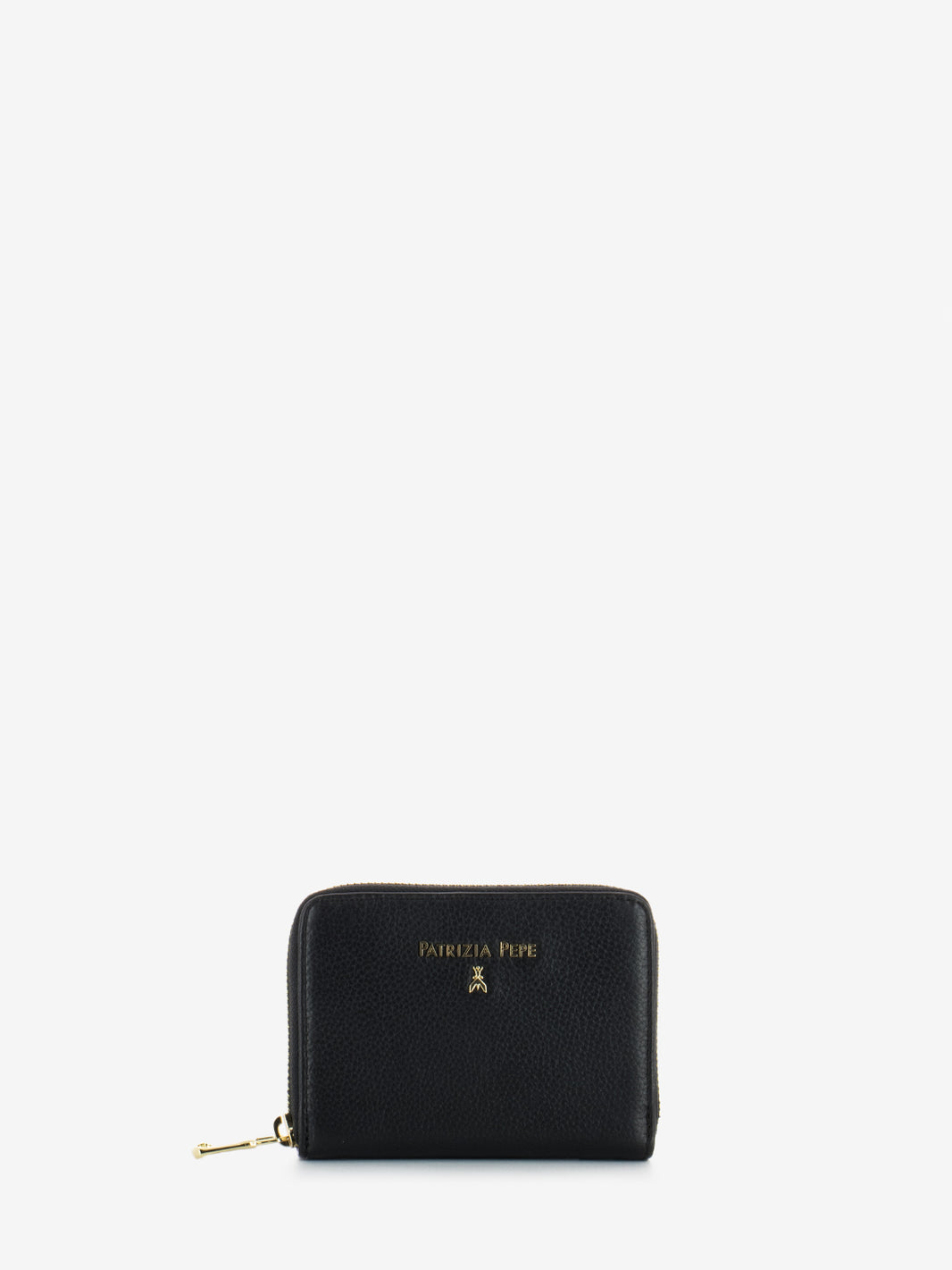 Black leather zip around coin purse