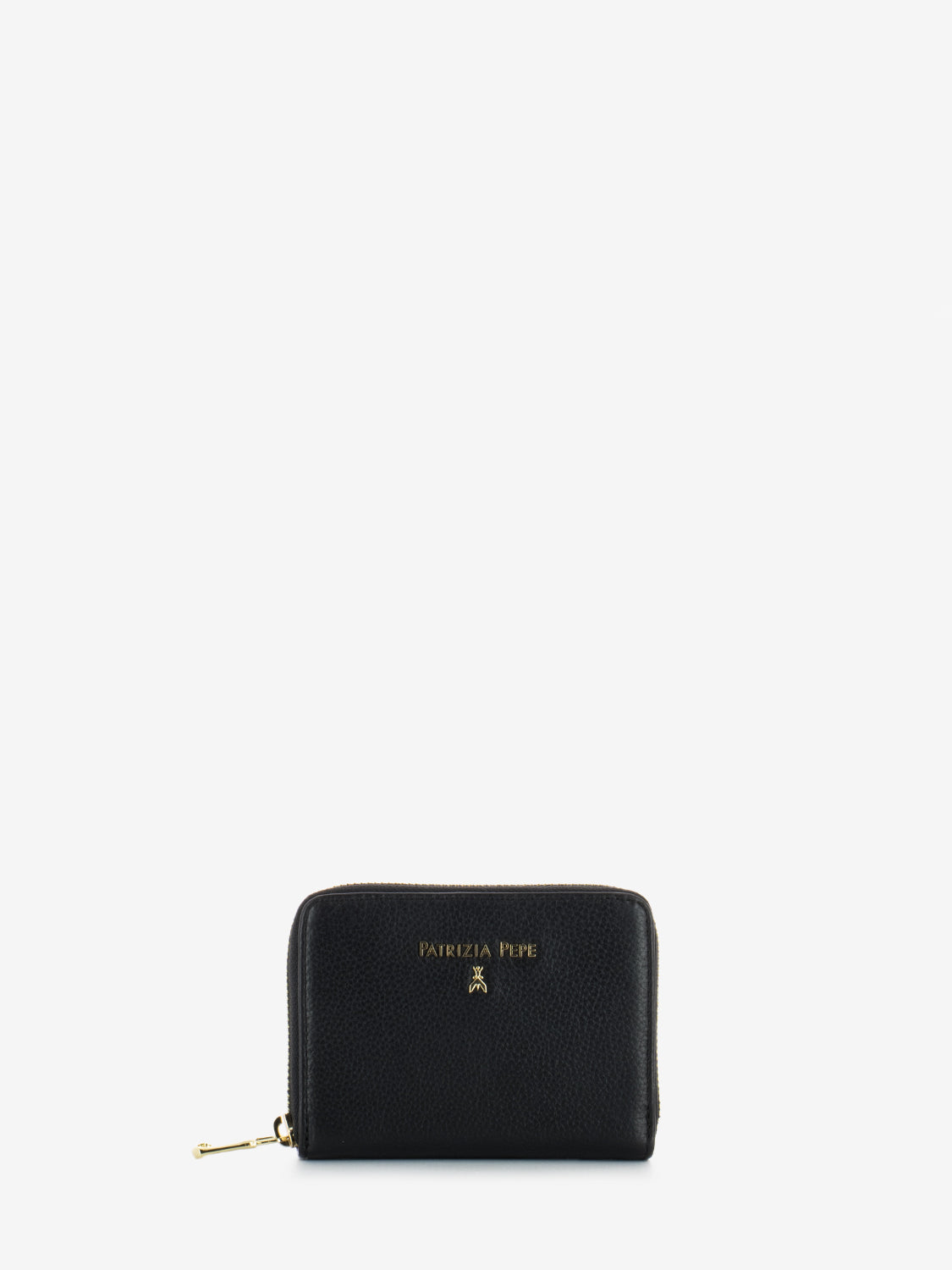 Black leather zip around coin purse