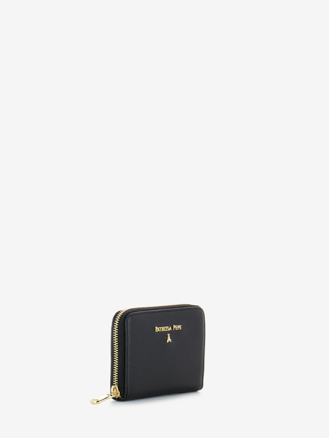 Black leather zip around coin purse