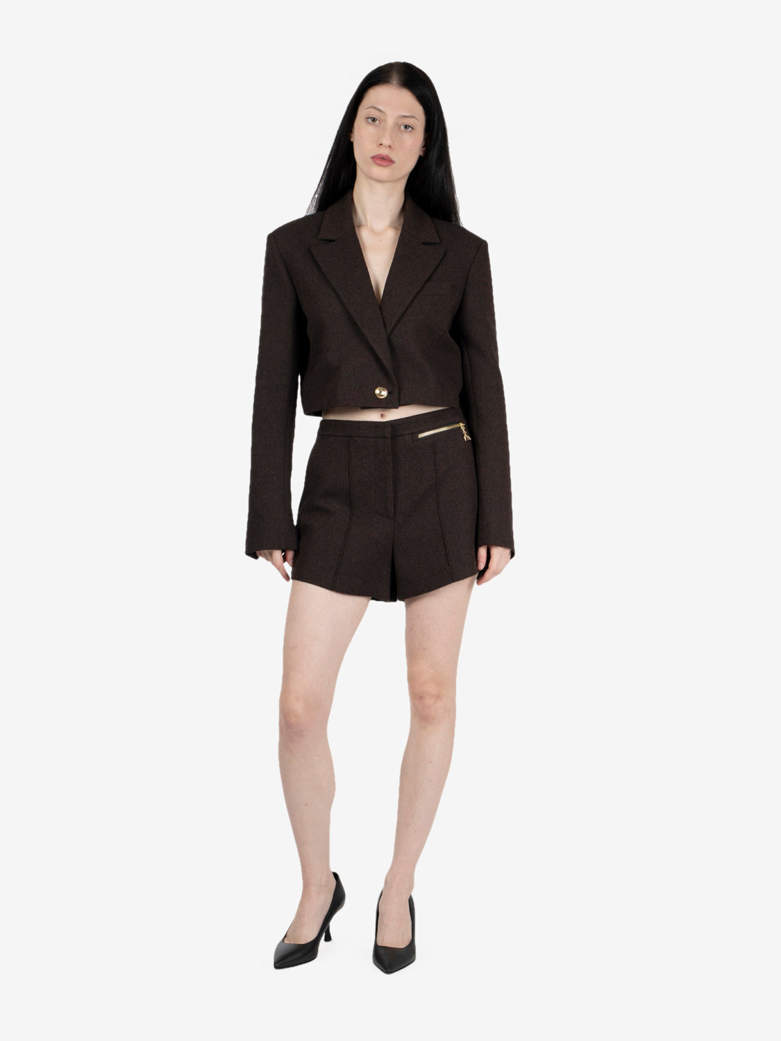 Shorts chino bouclé brown