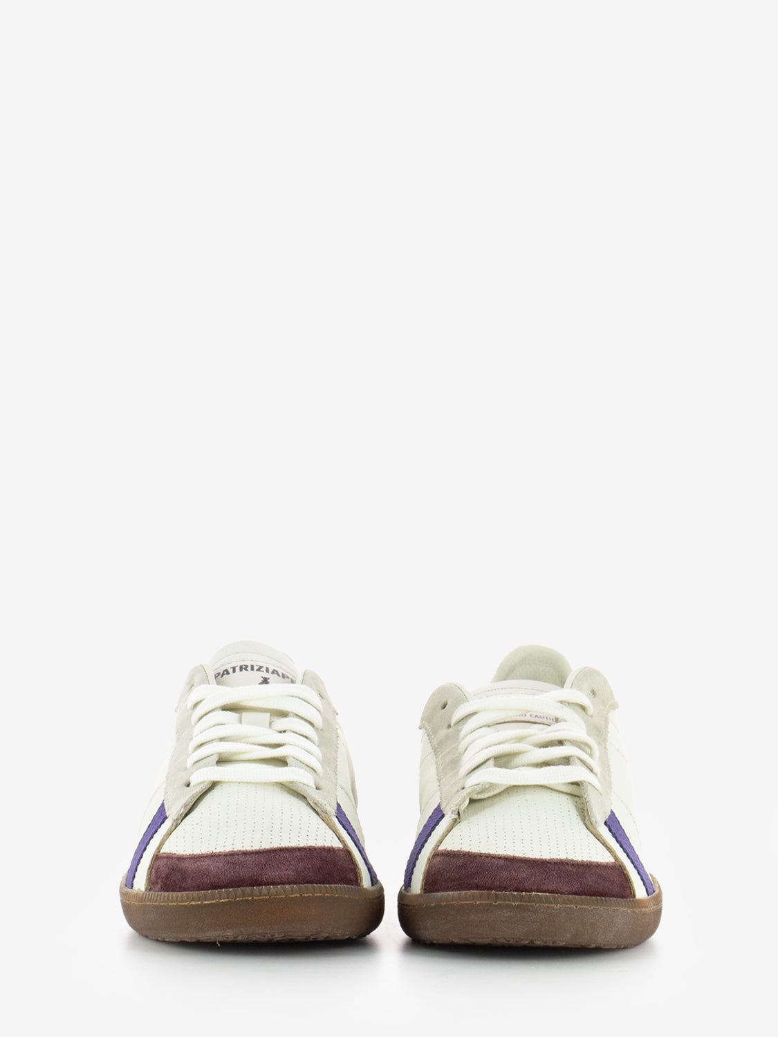 Sneakers SKIN in nappa con lettering brown / violet