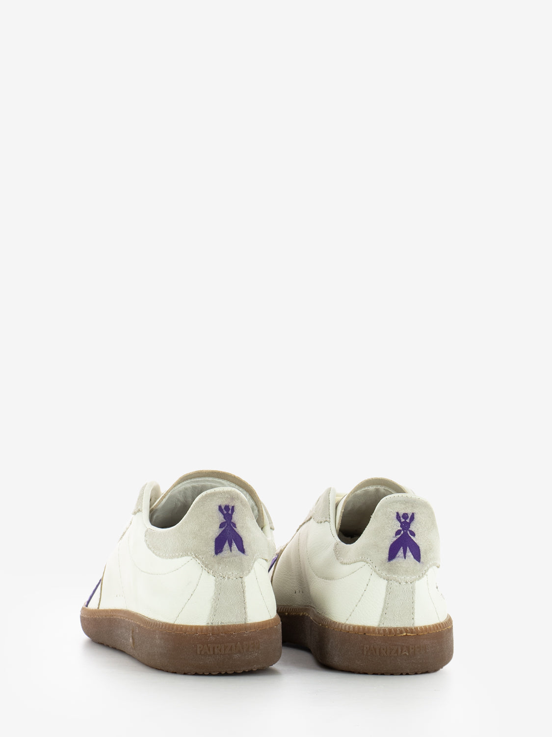 Sneakers SKIN in nappa con lettering brown / violet