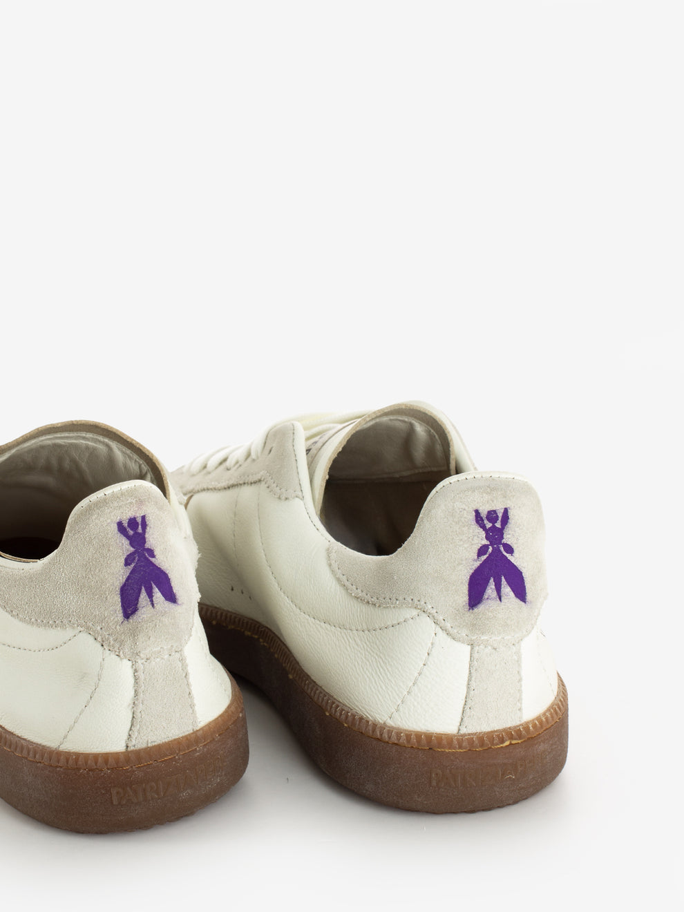 Sneakers SKIN in nappa con lettering brown / violet