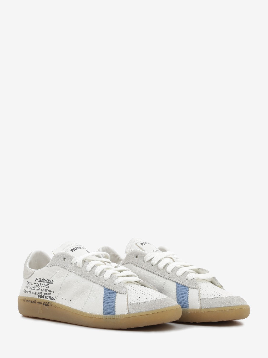 Sneakers SKIN in nappa con lettering white / blue