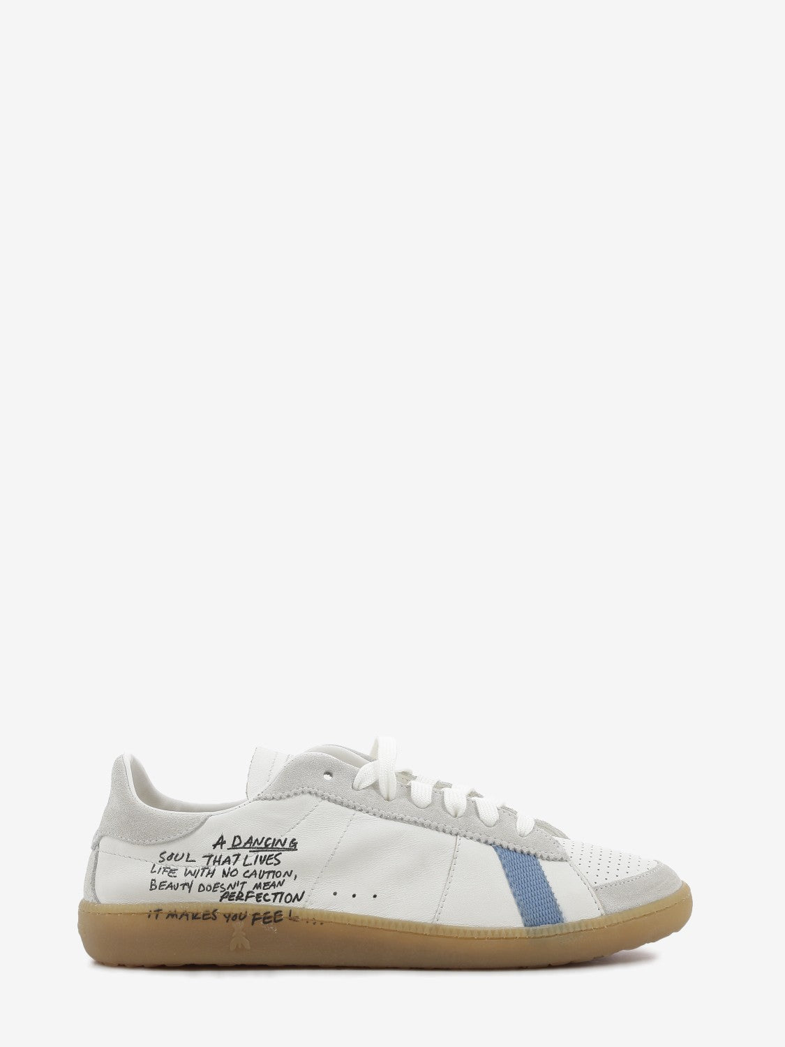 Sneakers SKIN in nappa con lettering white / blue