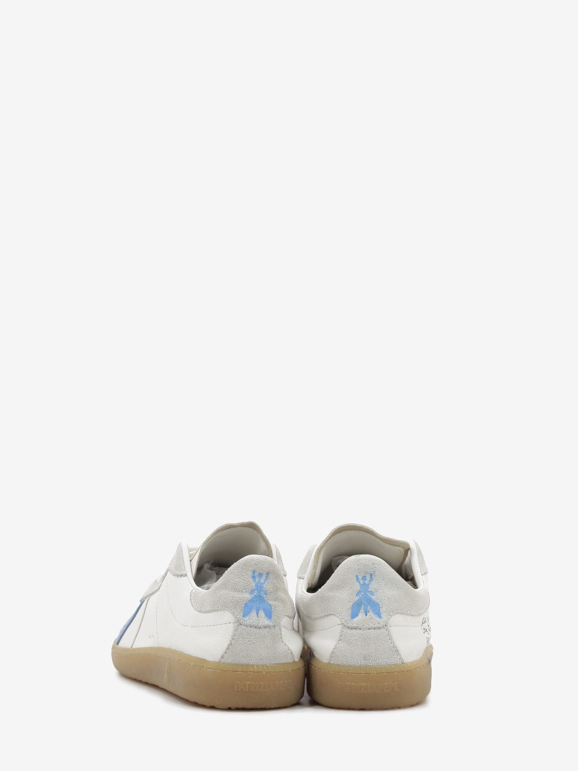 Sneakers SKIN in nappa con lettering white / blue