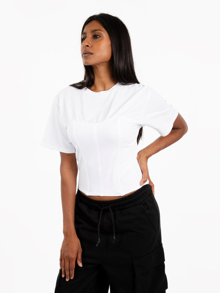 PATRIZIA PEPE - T-shirt bustier in cotone bianco ottico