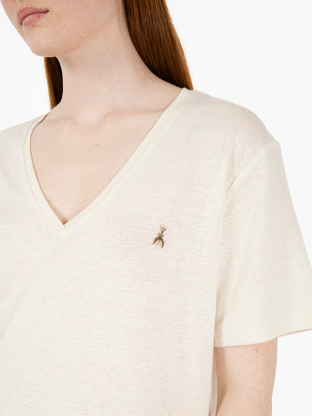 T-shirt lino ceramic ivory