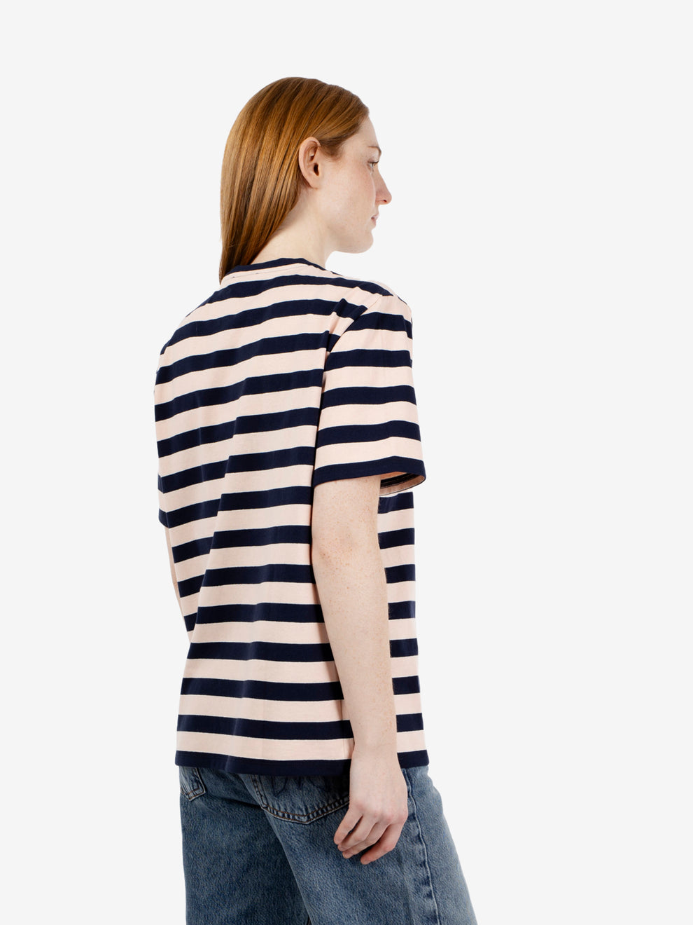 T-shirt righe in cotone blue / coral