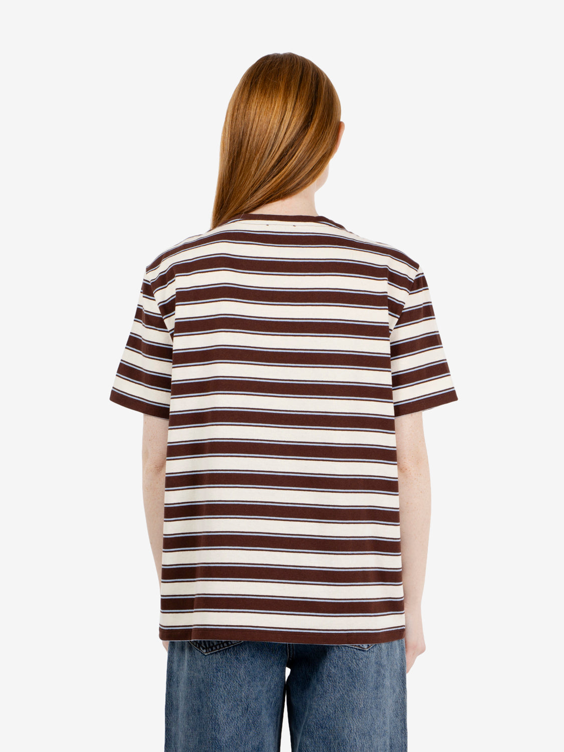 T-shirt righe in cotone ivory / brown