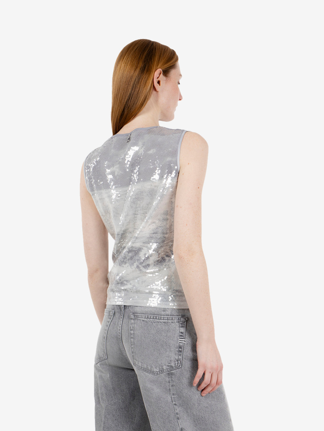 T-shirt waves print silver sequins