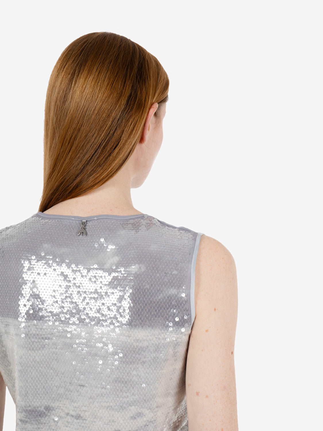 T-shirt waves print paillettes silver