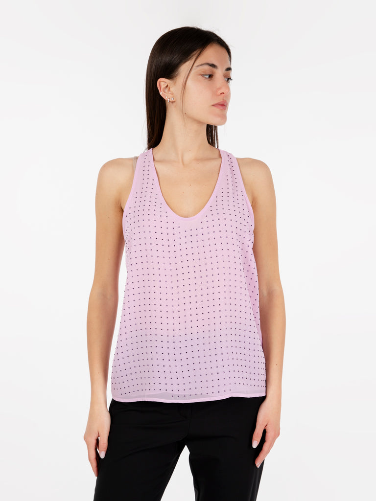 PATRIZIA PEPE - Top con strass iris lilac