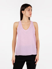 PATRIZIA PEPE - Top con strass iris lilac