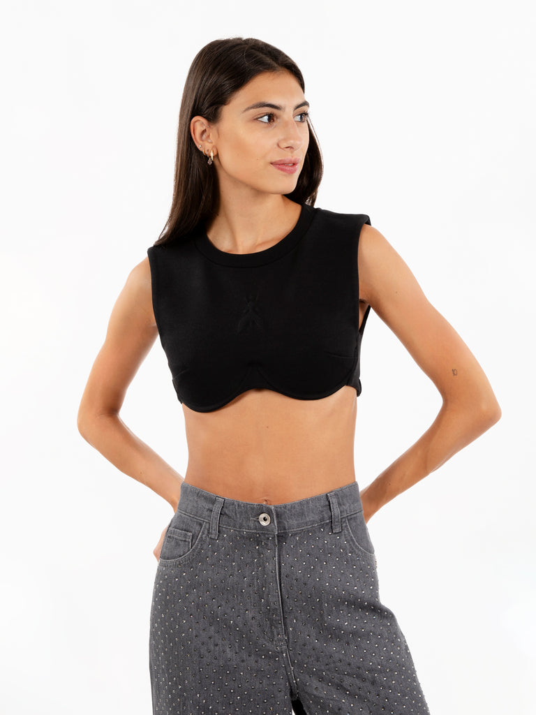 PATRIZIA PEPE - Top cropped in felpa nero