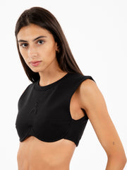 PATRIZIA PEPE - Top cropped in felpa nero