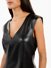 PATRIZIA PEPE - Top in ecopelle con zip nero