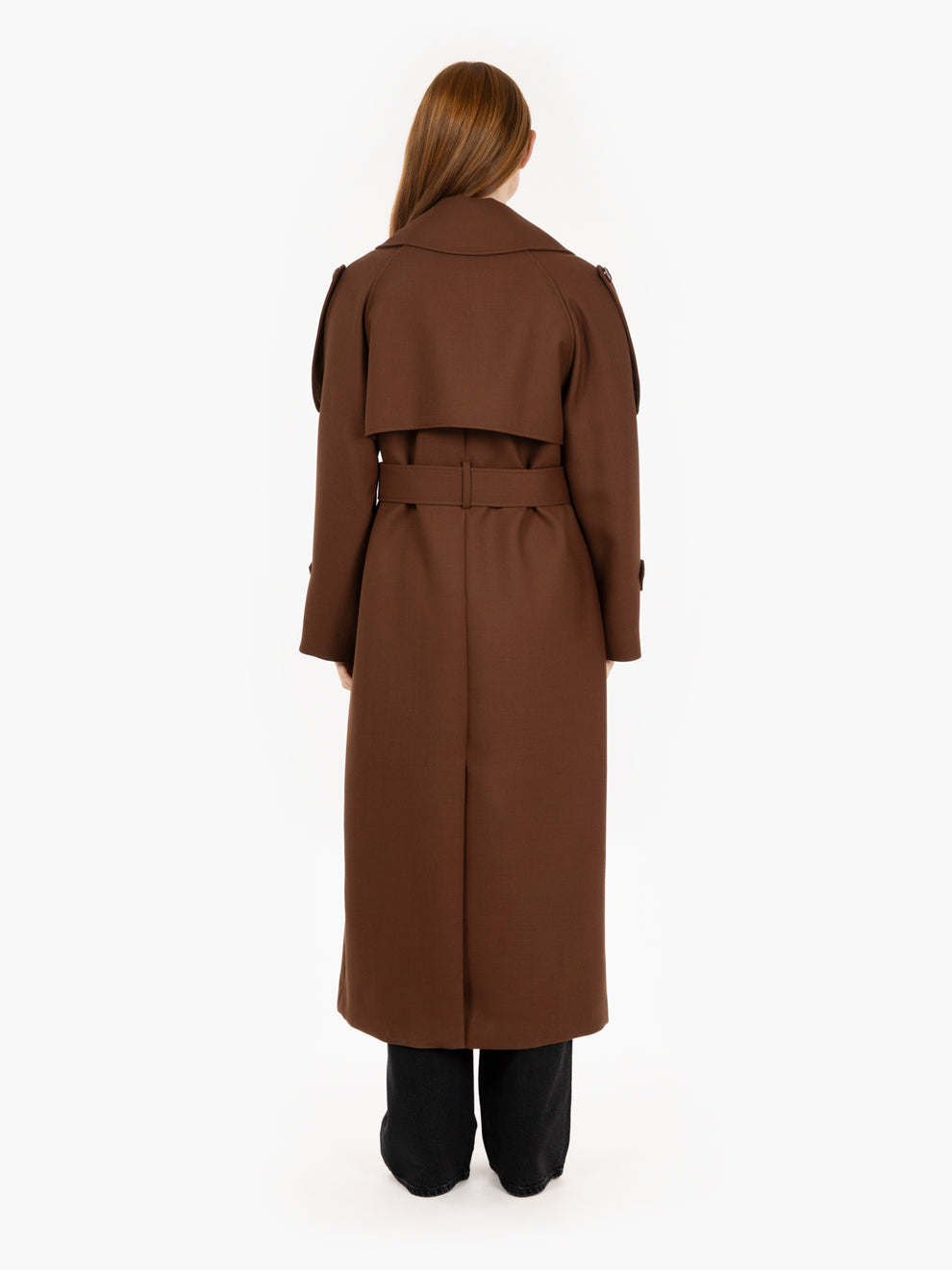Trench in misto lana marrone
