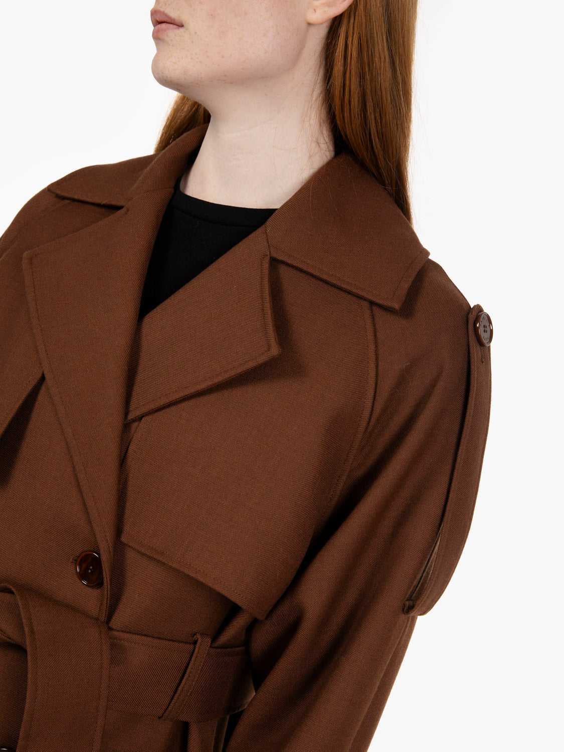 Trench in misto lana marrone