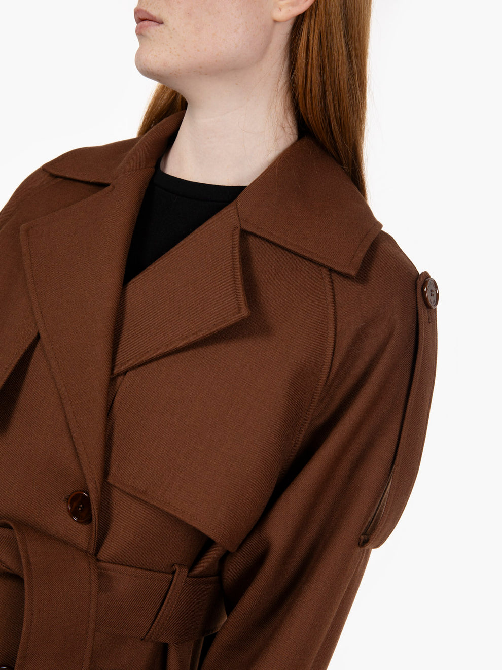 Trench in misto lana marrone
