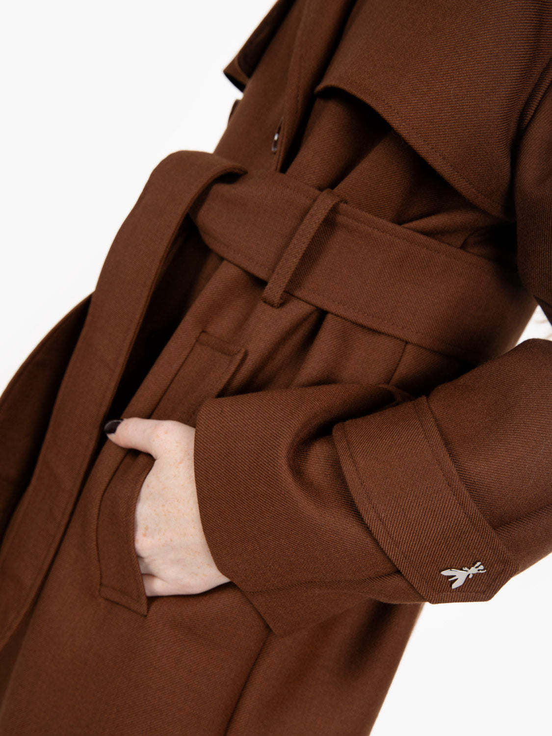 Trench in misto lana marrone