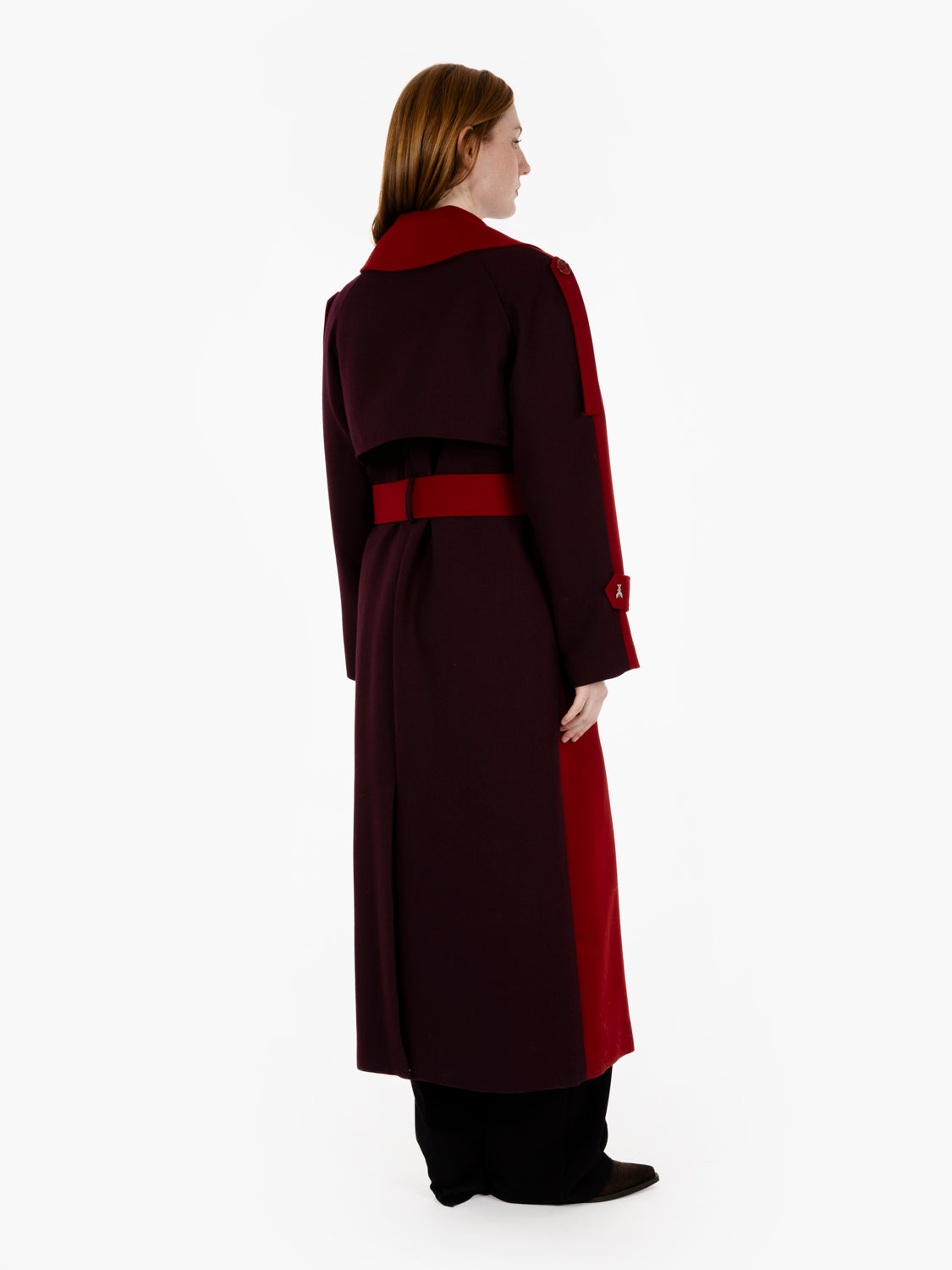 Purple / red wool blend trench coat